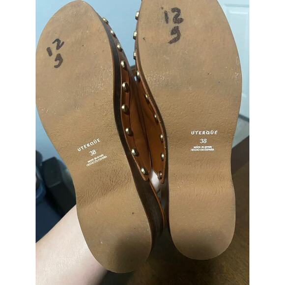 Uterque Brown Leather Clogs Slip On Shoes Sz 38 / 7.5 Boho - Picture 8 of 9
